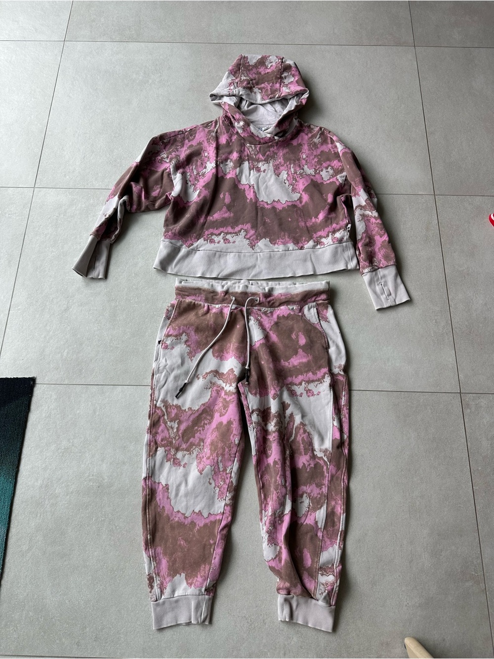 Women’s Pink and Brown Tie-Dye Hoodie & Jogger Set